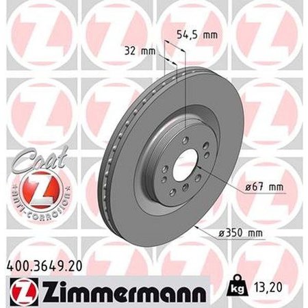 ZIMMERMANN Brake Disc - Standard/Coated, 400.3649.20 400.3649.20